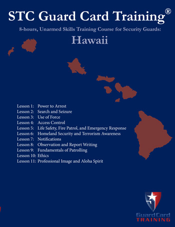 8-hours, Unarmed Skills Training Course for Security Guards: Hawaii